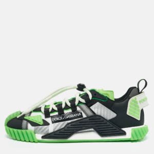 Dolce & Gabbana Green/Black Leather and Nylon Ns1 Low Top Sneakers Size 41