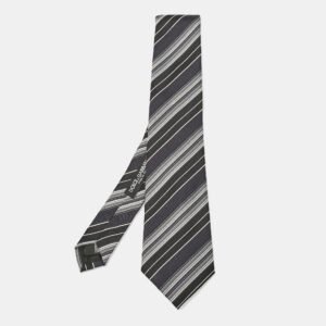 Dolce & Gabbana Black Diagonal Striped Silk Tie