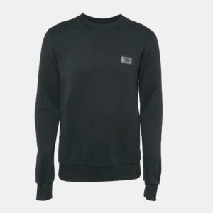 Dolce & Gabbana Black Cotton Logo Patch Detail Sweatshirt M