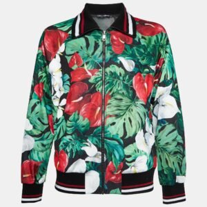Dolce & Gabbana Multicolor Anthurium Print Jersey Track Jacket L