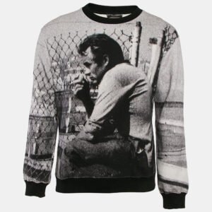 luxury-men-dolcegabbana-used-clothes-p1121456-007 Dolce & Gabbana Grey James Dean Print Cotton Applique Detail Sweatshirt M