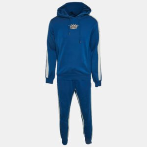 Dolce & Gabbana Blue Crown Embroidered Cotton Knit Tack Suit M