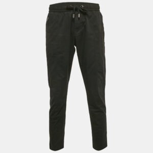 Dolce & Gabbana Black Cotton Drawstring Trousers L