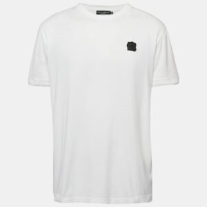 Dolce & Gabbana White Logo Plaque Jersey Crew Neck T-Shirt XXL