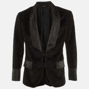 Dolce & Gabbana Black Velour & Brocade Blazer M