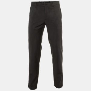 Dolce & Gabbana Charcoal Grey Pin Striped Wool Tailored Pants S