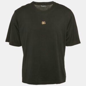 Dolce & Gabbana Black Logo Metal Detail Cotton Oversized T-Shirt M