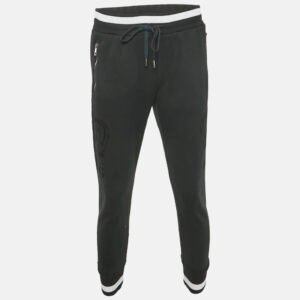 Dolce & Gabbana Black Cotton Knit Logo Detail Joggers M