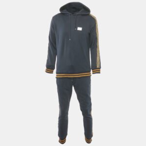 Dolce & Gabbana Navy Blue Cotton Knit hooded Sweatshirt & Joggers Set L