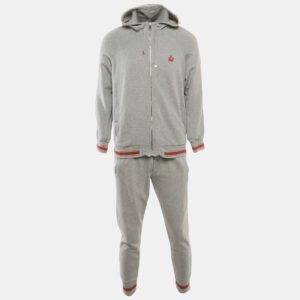 Dolce & Gabbana Grey Cotton Knit Hooded SweatJacket & Joggers L