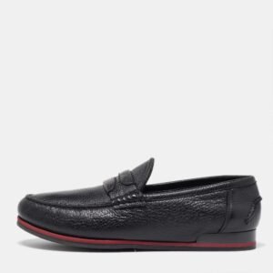 Dolce & Gabbana Black Leather Slip On Loafers Size 40
