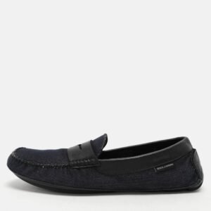 Dolce & Gabbana Blue Denim and Leather Penny Loafers Size 42