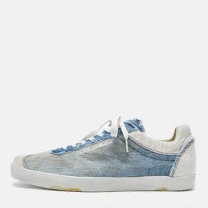 Dolce & Gabbana Blue/White Denim and Leather Lace Up Sneakers Size 44
