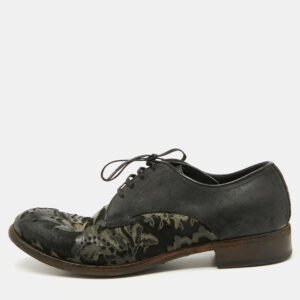 Dolce & Gabbana Black Floral Suede Lace Up Derby Size 41