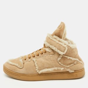 Dolce & Gabbana Beige Suede and Shearling Snow Ankle Boots Size 41