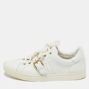 Dolce & Gabbana White Leather Buckle Detail Low Top Sneakers Size 43