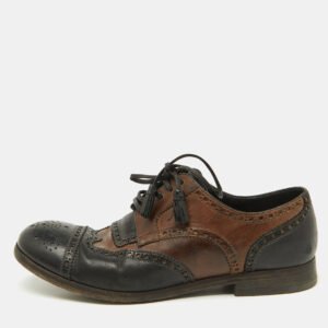 Dolce & Gabbana Black/Brown Brogue Leather Lace Up Derby Size 41.5