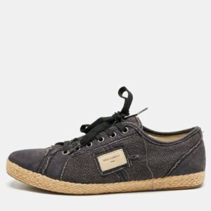 Dolce & Gabbana Navy Blue Canvas Lace Up Espadrille Size 41.5