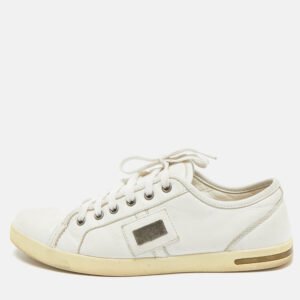 Dolce & Gabbana White Leather Logo Plaque Low Top Sneakers Size 41.5