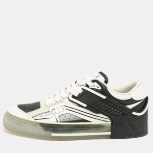 Dolce & Gabbana White/Black Leather and Rubber Custom 2.Zero Sneakers Size 43