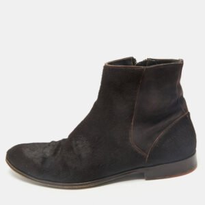 Dolce & Gabbana Brown Calf Hair and Suede Ankle Length Boots Size 42