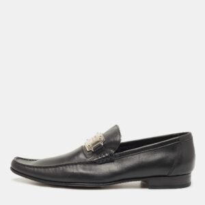 Dolce & Gabbana Black Leather Slip On Loafers Size 45