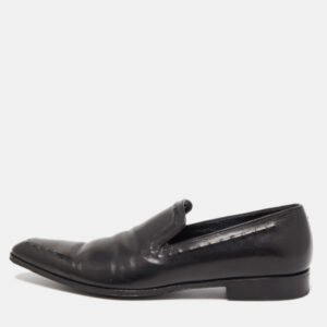 Dolce & Gabbana Black Leather Slip On Loafers Size 42.5