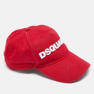 Dsquared2 Red Logo Embroidery Distressed Cotton Baseball Cap