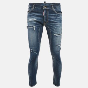 Dsquared2 Blue Distressed Denim Tidy Biker Jean S Waist 32"