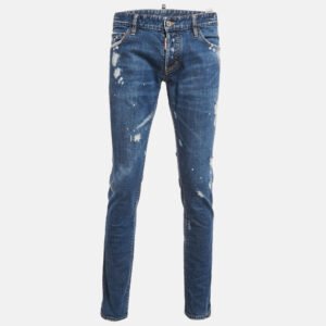 Dsquared2 Blue Distressed Denim Slim Fit Jeans XL Waist 35"