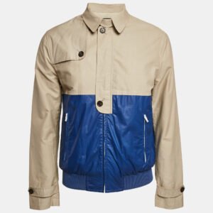 Dsquared2 Beige Cotton and Pu Zip-Up Jacket L
