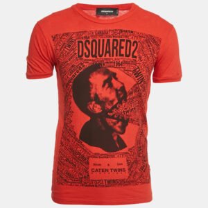 Dsquared2 Red Printed Jersey Chic Dan Fit T-Shirt S
