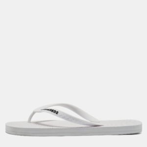 Dsquared2 White Rubber Logo Flip Flops Size 42