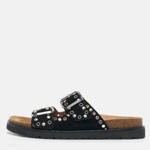 Dsquared2 Black Suede Gothic Grunge Flat Sandals Size 42