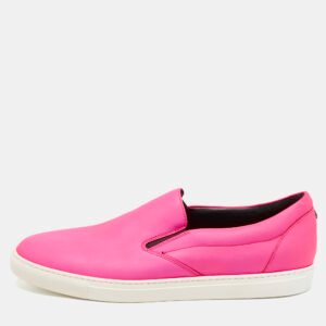 Dsquared2 Neon Pink Leather Slip On Sneakers Size 43