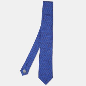 Dunhill Blue Printed Mulberry Silk Tie