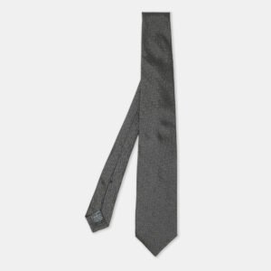 Dunhill Dark Grey Woven Motif Silk Tie