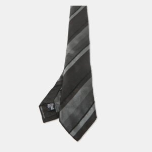 Emporio Armani Black Striped Silk Skinny Tie