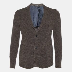 Emporio Armani Brown/Blue Patterned Crepe Single Breasted Jacket S