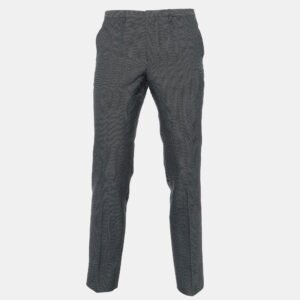 Emporio Armani Black Herringbone Wool & Silk Tailored Trousers M