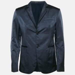 Emporio Armani Navy Blue Wool Blend Single Breasted Blazer M