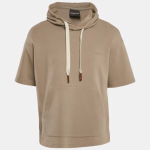 Emporio Armani Grey Neoprene Short Sleeve Hoodie L