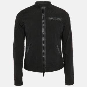Emporio Armani Black Textured Synthetic Johnny Slim Fit Jacket M