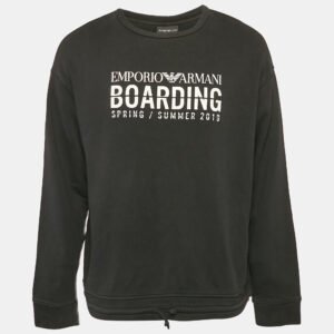 Emporio Armani Black Printed Cotton Crew Neck Sweatshirt L