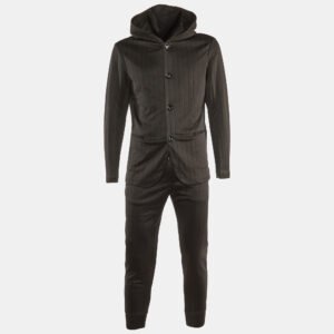 Emporio Armani Black Knit Hooded Jacket & Sweatpants L
