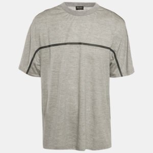 Zegna Techmerino Grey Wool & Lyocell Jersey Crew Neck T-Shirt XXL