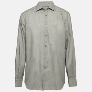 Ermenegildo Zegna Grey Cotton Button Front Shirt XL