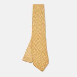 Ermenegildo Zegna Yellow Chevron Knit Standard Tie