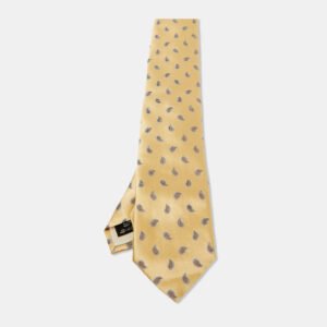Ermenegildo Zegna Yellow Paisley Motif  Silk Classic Tie