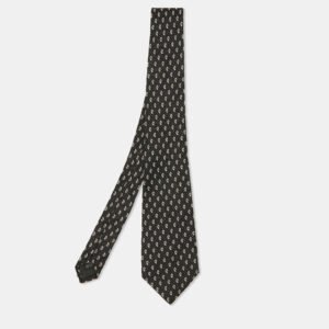 Ermenegildo Zegna Black Paisley Pattern Silk Tie